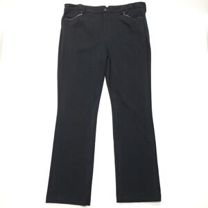 NYDJ Skinny Pant Women 20 W Black‎ Knit Faux Leather Trim Straight Stretch